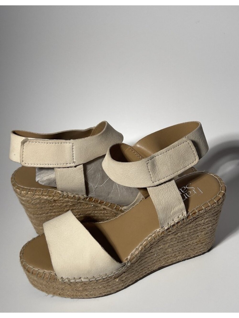 Franco Sarto Espadrille Wedge Sandals Women’s 7M Ivory Ankle Strap
